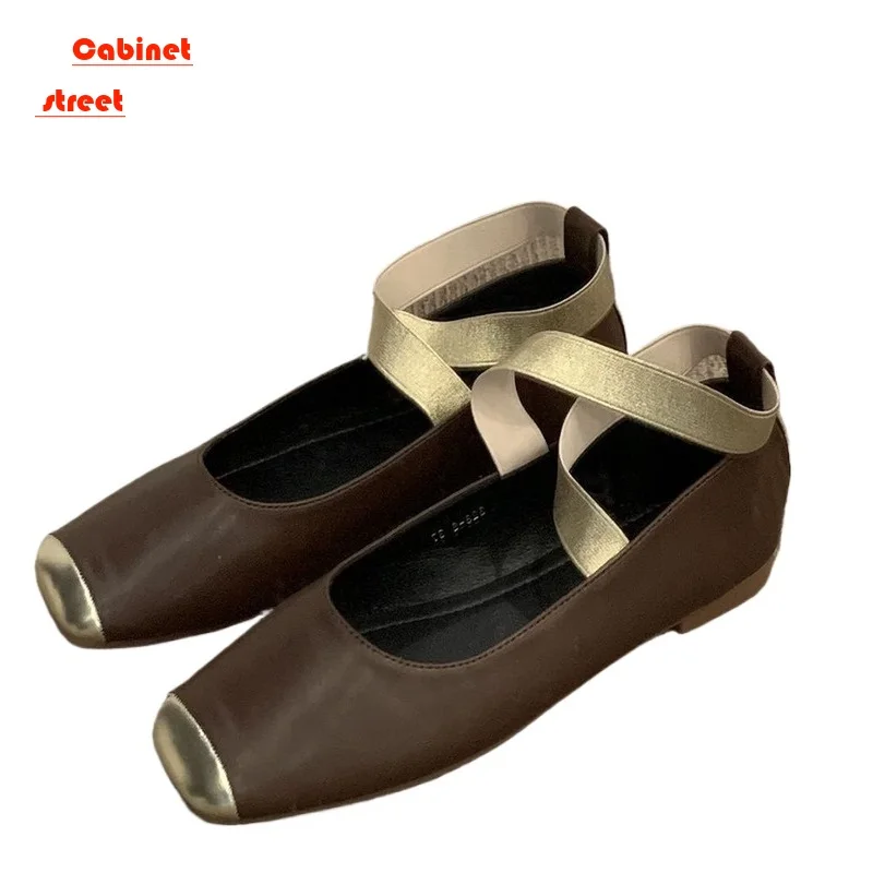 Vintage Black Mary Jane Women's Shoes Spring and Autumn New Ballet Single Shoe Flat with Skirt Fairy Small Leather Shoes