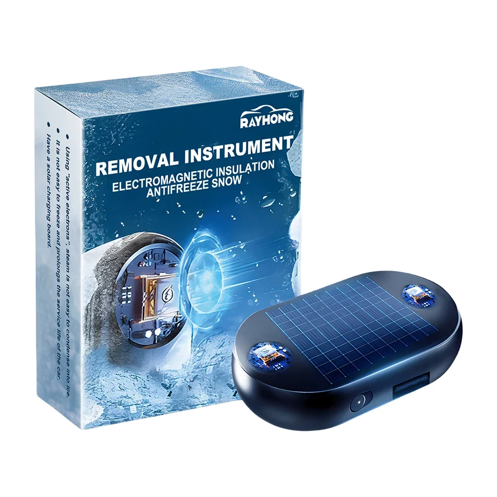 Solar Antifreeze Electromagnetic Molecular Windshield Car Snow Removal Device Window Glass Defog & Defrost& Deice 1-3Pcs 5-12V Windshield Deicing Instrument Windshield Defroster