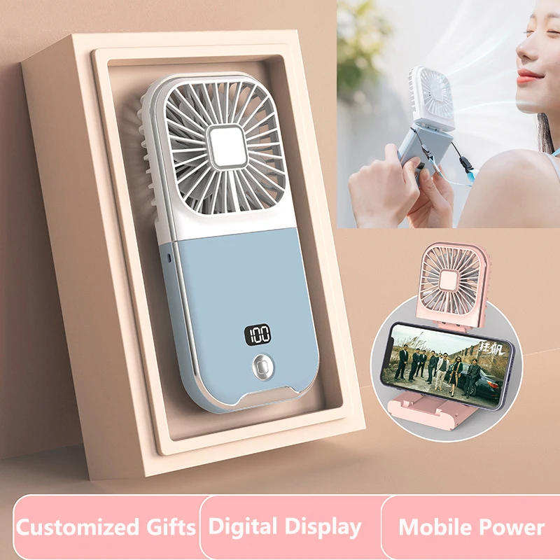 

Hanging Neck Fan Charging Small Fan Portable Handheld Fan Desktop Fans Mobile Phone Holder With Power Display Multi Function Fan