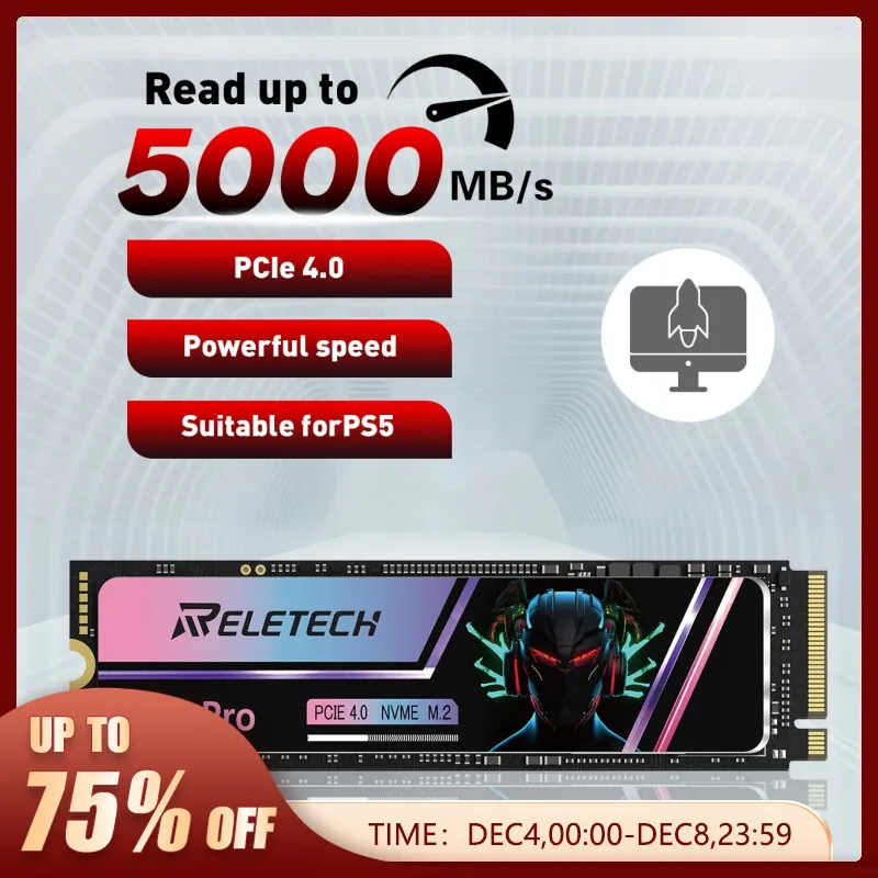  Reletech P400Pro PCIe Gen4.0x4 SSD M2 NVMe 1TB 2TB M.2 2280 Solid State Drive Internal Hard Disk for PS5 Playstation 5 PC Laptop 