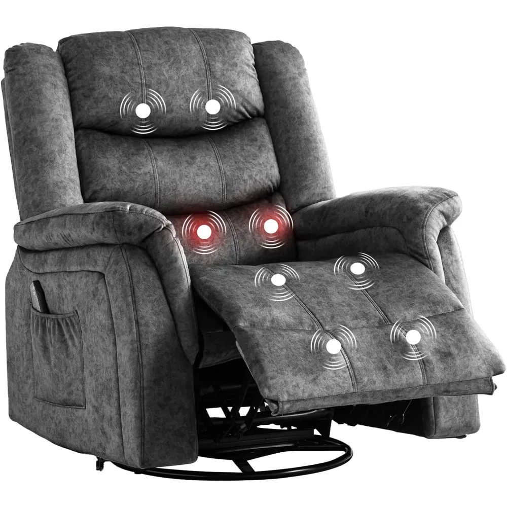 

Recliner Chair Massage Rocker and Massage Reclining Chair 360 Degree Swivel Rocking Chair Home Theater Seating Side Pockets