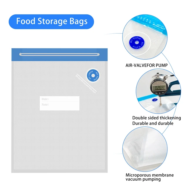 Sacs alimentaires scellés sous vide, 20/10 pièces, sacs de Compression sous vide pour aliments ménagers, collations réutilisables, sac de stockage des aliments, accessoires de cuisine 6