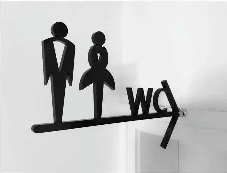 Angepasst Männer & Frauen Badezimmer Tür Zeichen Wc Buchstaben Wand Halterung Kreative Hängende Zeichen Platte Doppel Seite Wc Pfeil Guide Board – Detail 4