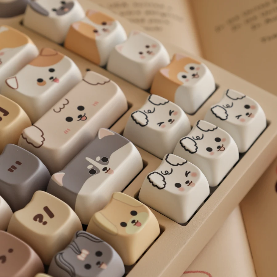 Echome Puppy Land Tema Keycap Grupo Pbt Custom Cute Cat Head Keyboard Cap Mao Perfil Key Cap para Acessórios de Teclado Mecânico - Imagem 2