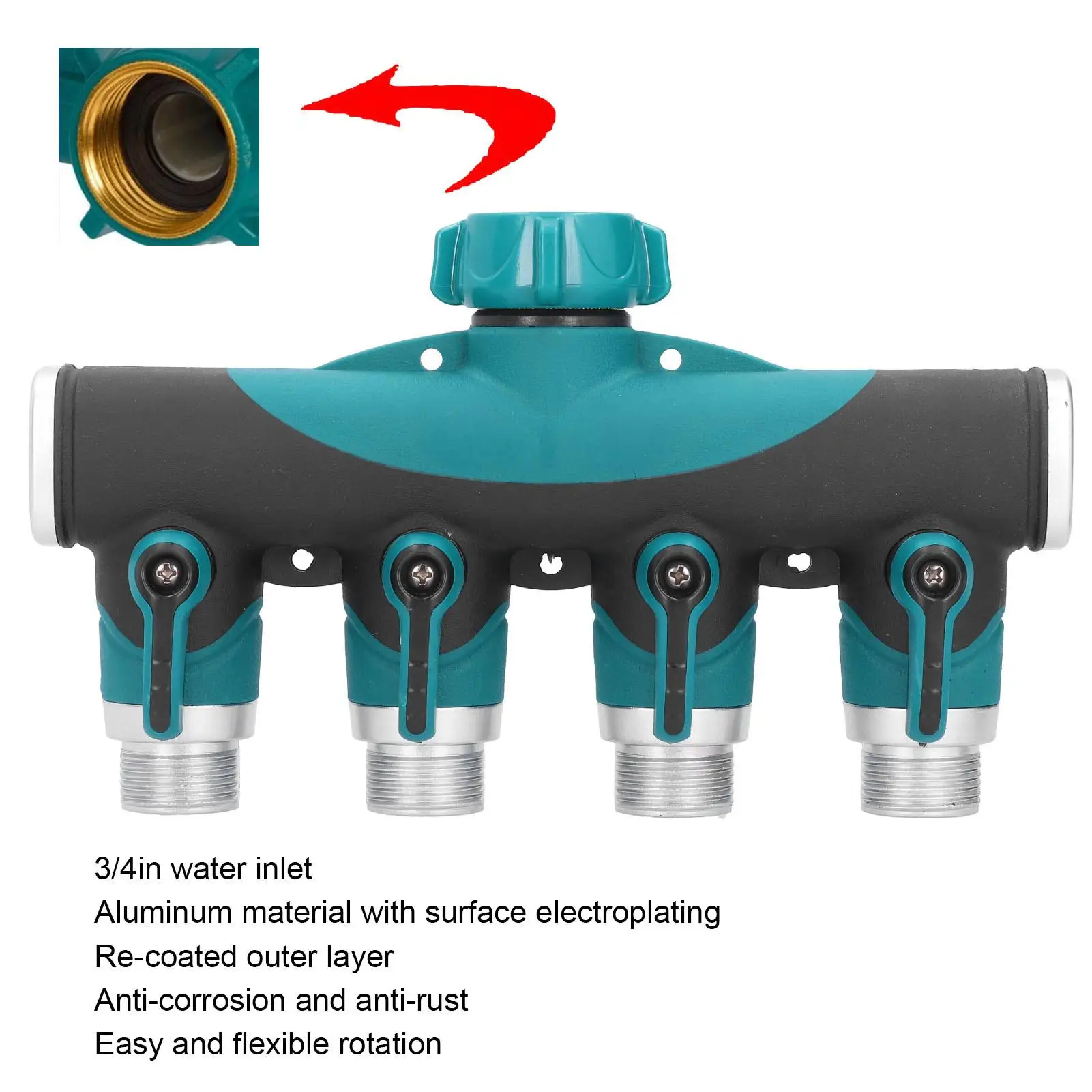 4-Way Garden Water Splitter Connector-European Standard Thread Irrigation Valve Fittings