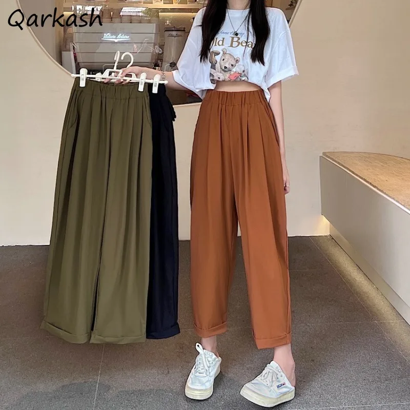 

Ankle-length Pants Women Solid Vintage Preppy Ulzzang Baggy Japan Streetwear Student All-match Trendy Palazos De Mujer Pantalón