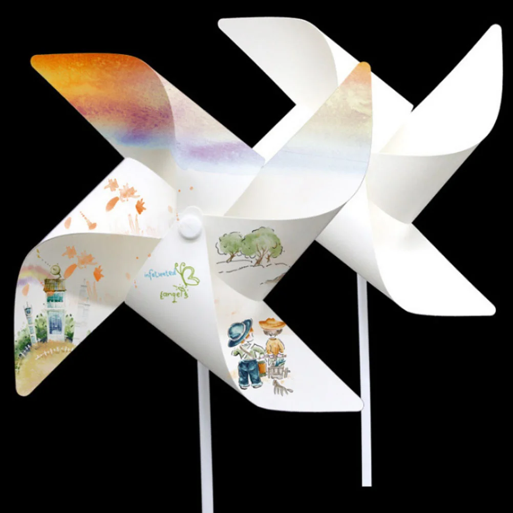 Children's Windmill Pinwheels DIY Drawing Decorate Graffiti Paper Windmills Painting Coloring Funny 12 Pcs