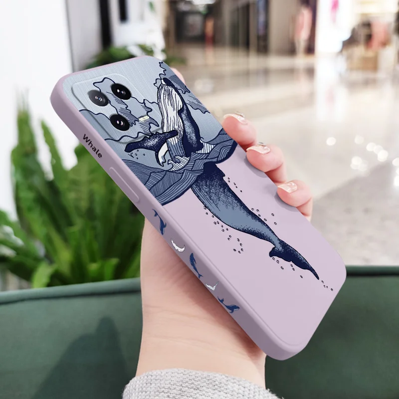 Whale Jumping Liquid Silicone Phone Case Cover