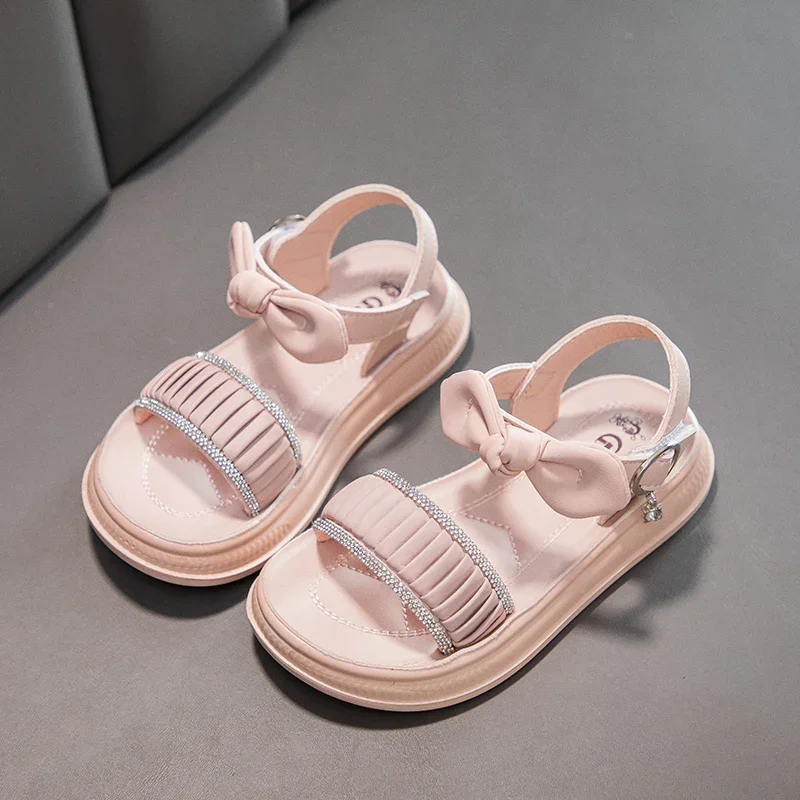 Girls Princess Kids Beach Sandals Crystal Non Slip Soft Sole