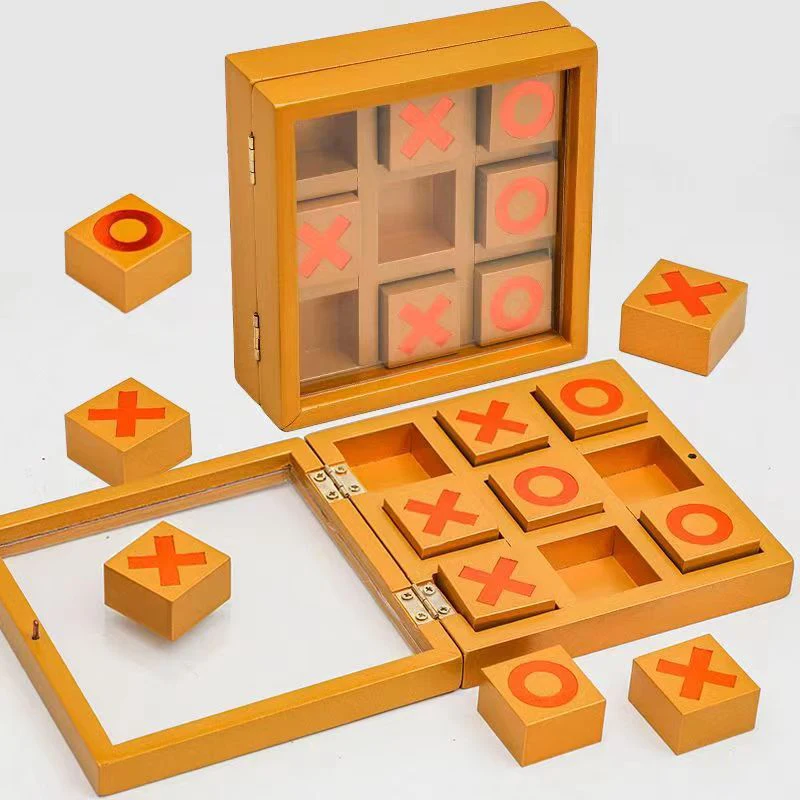 Unique Gift Classic Wooden Tic Tac Toe XOXO Best Strategy Board Games for Adults And Kids Juegos De Mesa Familiares Divertidos 4