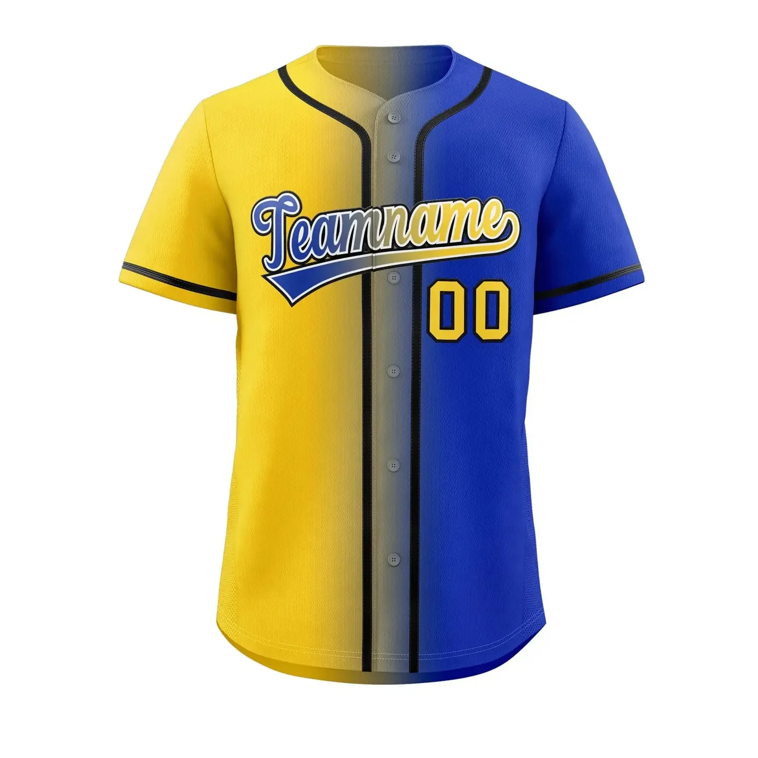 Gradient Personalize Men Women Youth Baseball Jersey Button Down Sports Tee Printed Sublimation Letter Number