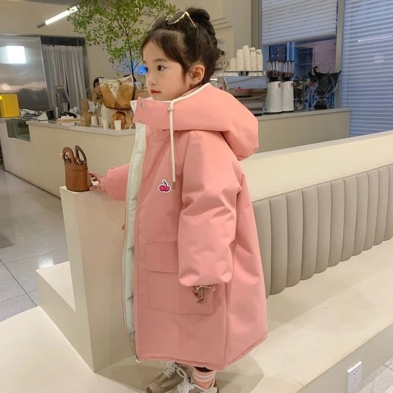 Winter Thick Cotton Coats For Girls Hooded Jackets Kids Outerwear Clothing Baby Long Warm Parka Snowsuit CH28 down jacket children jackets girls coat