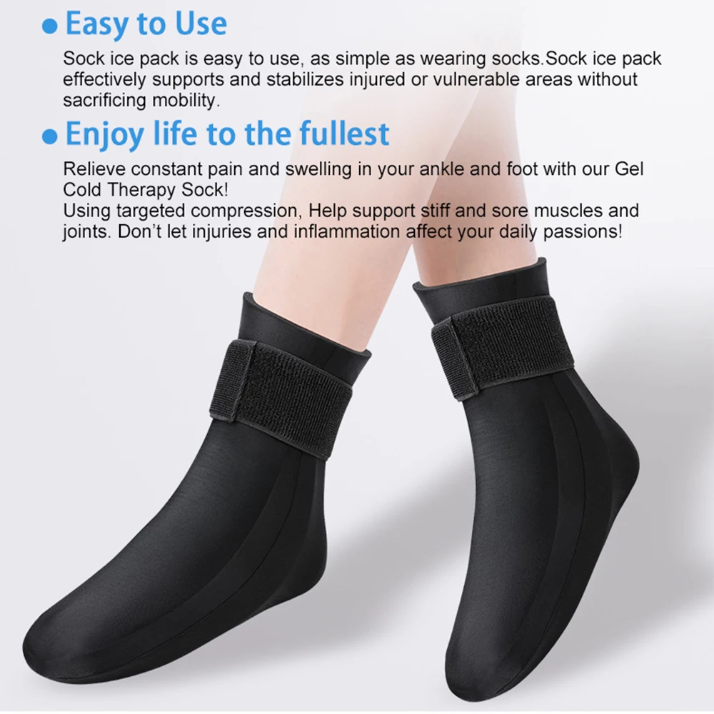 Foot Ice Pack Wrap for Plantar Fasciiti Reusable Cooling Sock Hot Cold Therapy Gel Foot Ice Pack for Ankle Pain Relief Arthritis