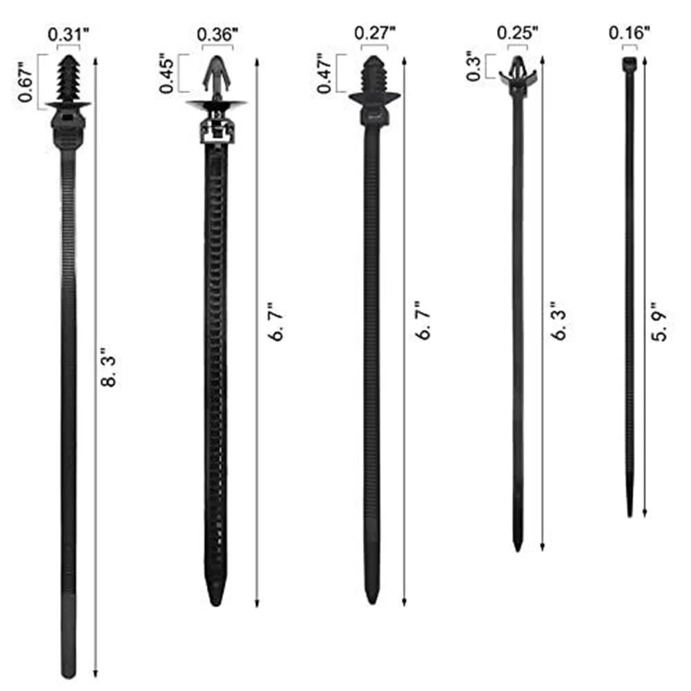 Car Cable Ties 160Pcs Car Universal Nylon Push Mount Cable Zip Ties Wrap Fixed Fastener Clips Mount Wire Self Locking Wire Strap Fastening Zip