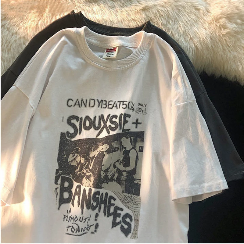 Vintage Female Oversized T Shirt Women's Grunge Harajuku T-shirt Short Sleeve Hip-hop Streetwear Tops Y2k Fashion Clothes