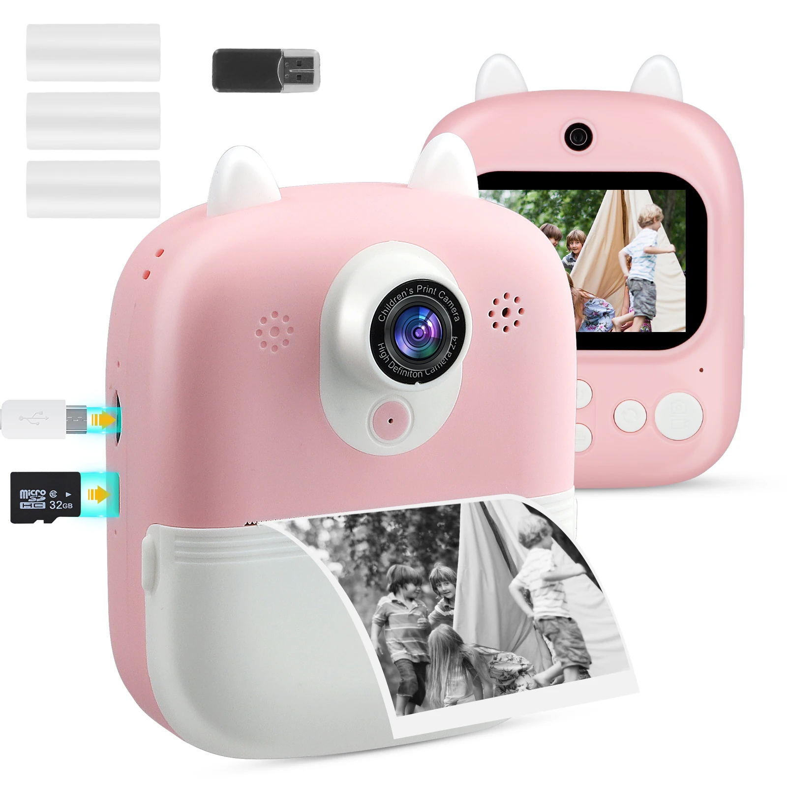 

Children's Instant Print Camera With Thermal Printer Kids Digital Photo Camera Girl's Toy Child Camera Video Girls Birthday Gift