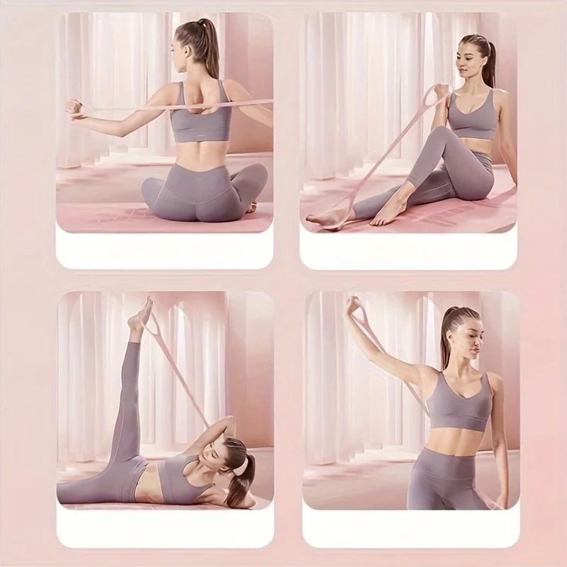 1PC 8자형 실리콘 저항 밴드, 전신 운동, 피트니스 스트레칭, 등, 허리, 팔 트레이닝을 위한 초탄성 요가 스트랩