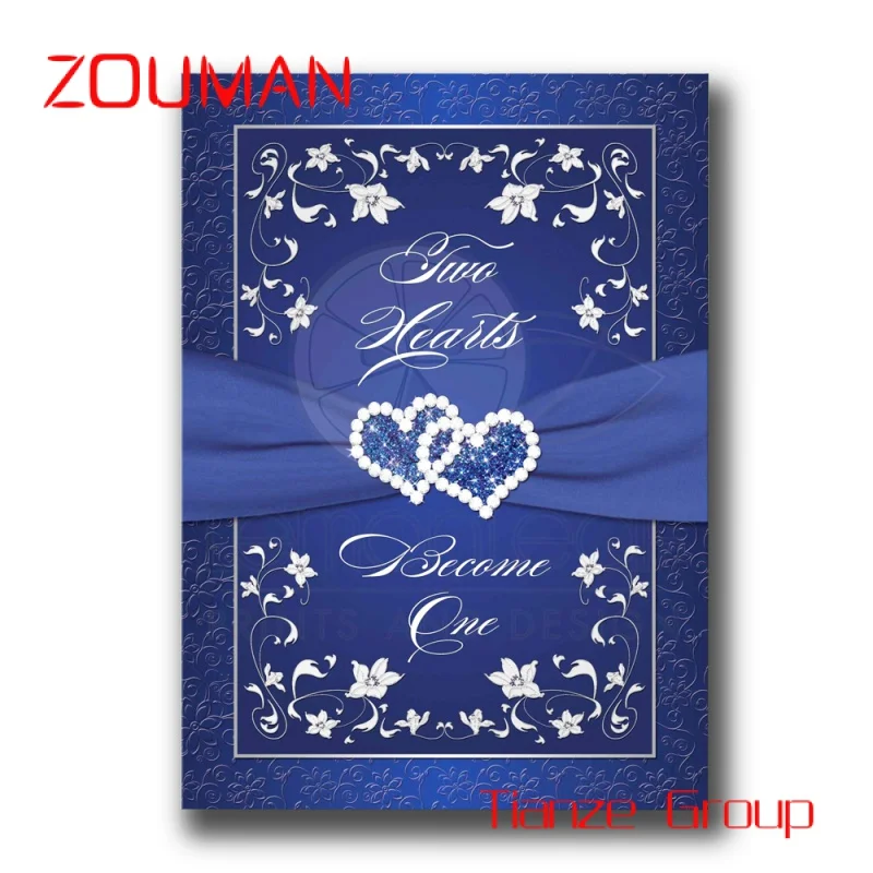 Custom , Beautiful Royal Blue Very Popular Custom Greet Invitations Korean Wedding Invitation Card Wedding