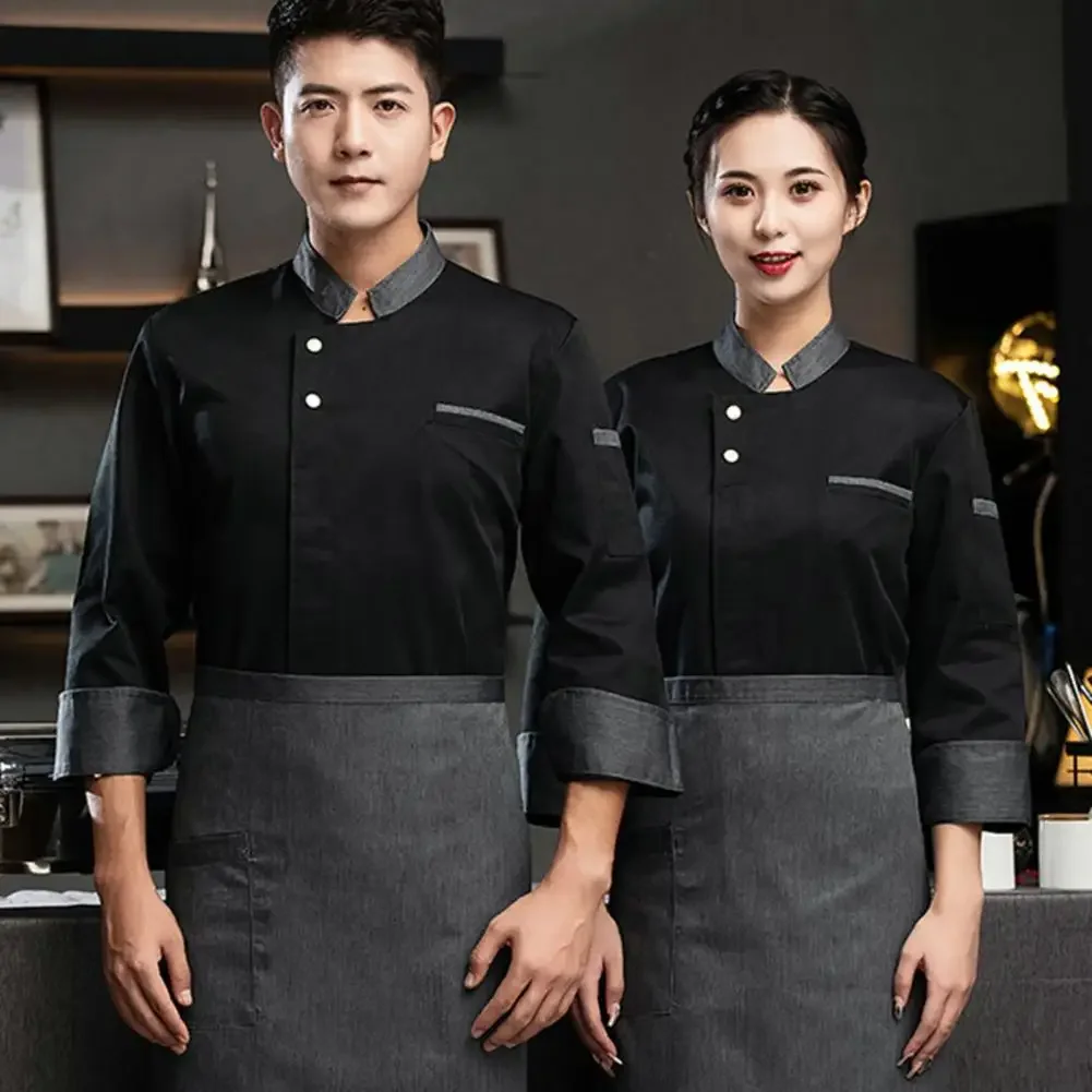 

Women Breathable Pastry Cook Anti-pilling Clothes Buttons Chef Coat Bakery Lightweight Uniform Service Closure Men