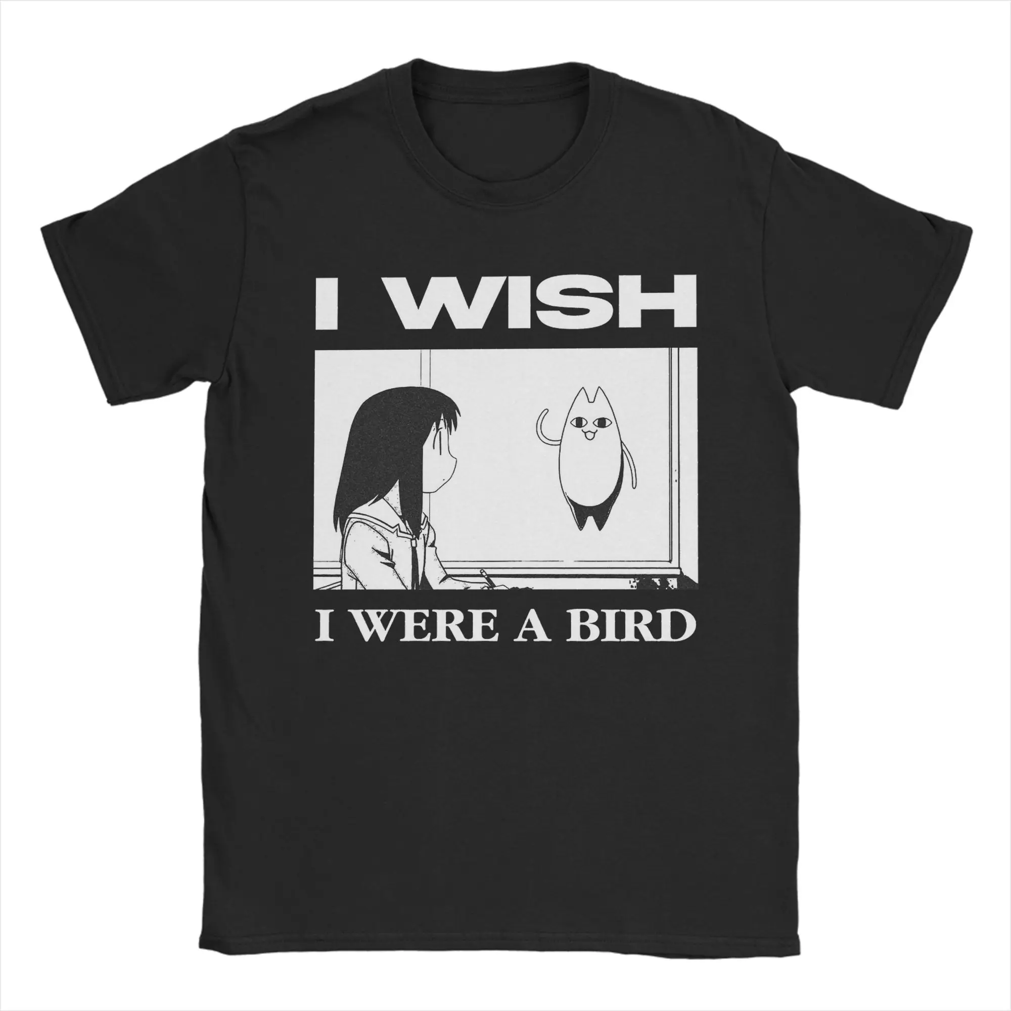 Herren-T-Shirt „Ich wünschte, ich wäre ein Vogel“ Osaka Azumanga Daioh, reine Baumwolle, kurzärmelig, Rundhalsausschnitt, Übergröße