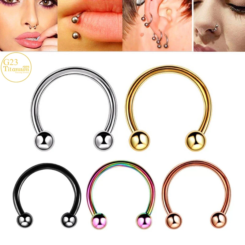 

1Pc Lip Piercing Lip Ring F136 Titanium Septum Nose Rings Round Bar Horseshoe Ring Ear Cartilage Earrings Helix Piercing Jewelry