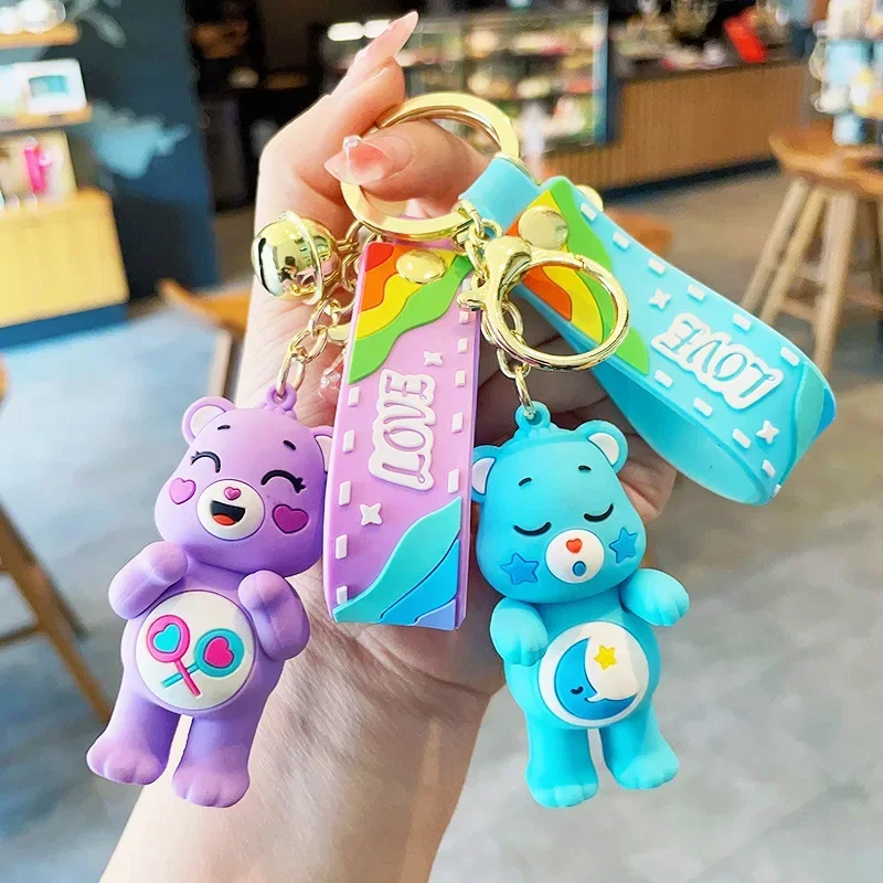 Kawaii Surrounding Care Keychain Pendant Cute Bag Couple Pendant Gift Toy Rainbow Bear