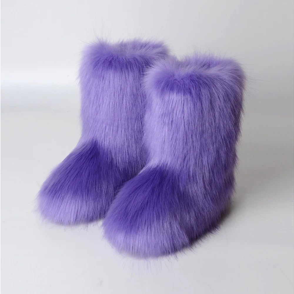 

Wholesale Factory Supply High Quality Fur Shoes For Women Winter Warm Fluffy Faux Fur Boots