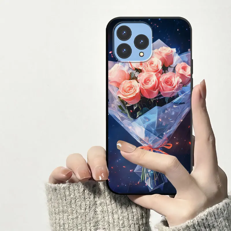 Cool Cartoon Shockproof Soft Silicone Phone Case with Floral Design