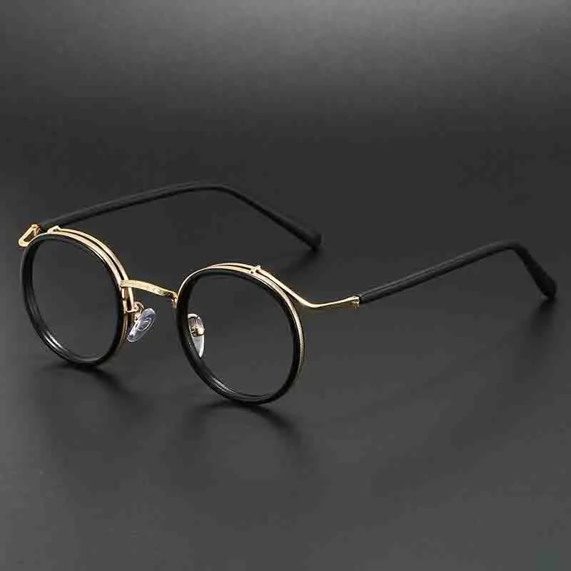 Retro Round Glasses Frame Men Women Brand Design Luxury Ultralight Alloy Anti Blue Light Classic Optical Eyewear