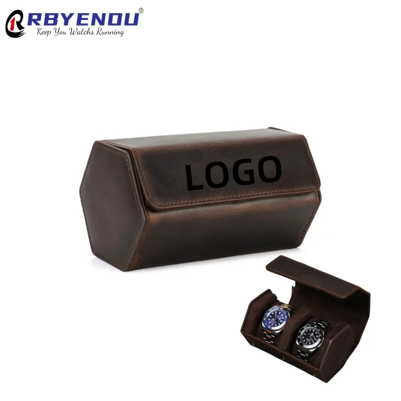

Real Leather Watch Case Watch Box Housing Organizer Luxury Roll Bag Watch Cases Personalized Customization LOGO OME Name gift