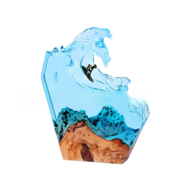 Lampada oceanica in resina epossidica, luce notturna con squalo balena e sub, lampada in legno di resina, regalo unico per la casa, regalo fatto a mano, regalo di inaugurazione della casa, regalo