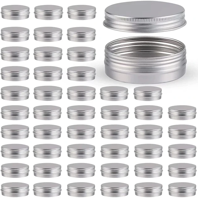 Aluminum Tin Cans, 10 Pcs(50ml) Metal Round Tins Small Tin Screw Lid  Containers Empty Travel Tins For Candles, Salve, Cosmetics