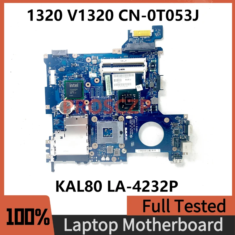 

CN-0T053J 0T053J T053J Mainboard For DELL Vostro 1320 V1320 Laptop Motherboard KAL80 LA-4232P SLB94 GM45 100% Full Working Well