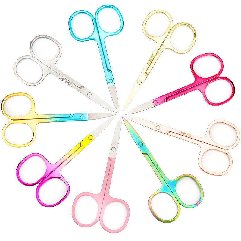 1Pc Eyebrow Scissors Stainless Steel Nail Tools Eyebrow Nose Eyelash Scissors Multifunctional Facial Hair Trimmer Makeup Beauty 3