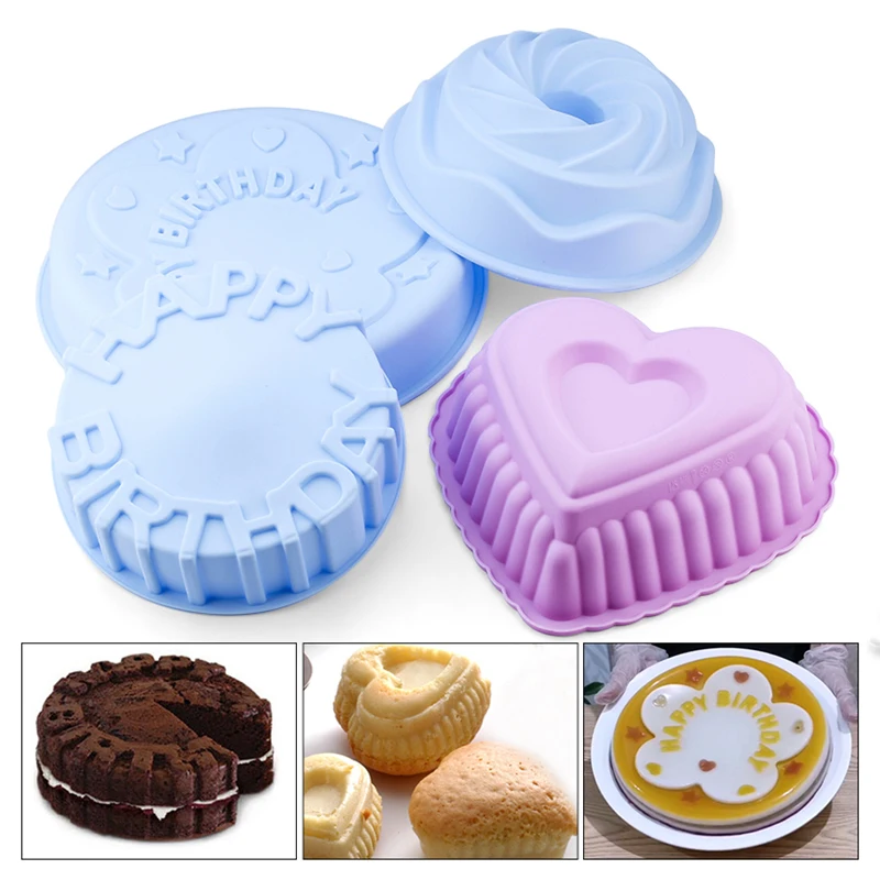 3D Silicone cake Molds Crafts Form For Cake Baking Mold Kitchen Pastry And Baking  Pan happy birthday heart shape design - AliExpress