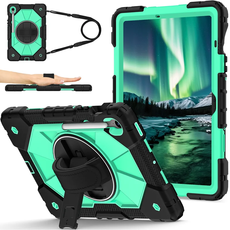 Shockproof Tablet Case with Pen Holder and 360° Rotation Strap