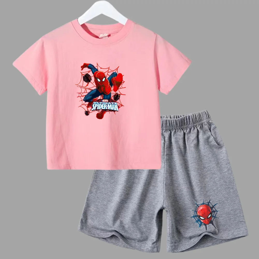 thumbnail image 1 of Conjunto de verano de Marvel Spider-Man para bebé adolescente, camiseta para niño, pantalones cortos, conjunto de 2 piezas, ropa deportiva de manga corta para niño y niña, marca de dibujos animados pa, 1 of 5