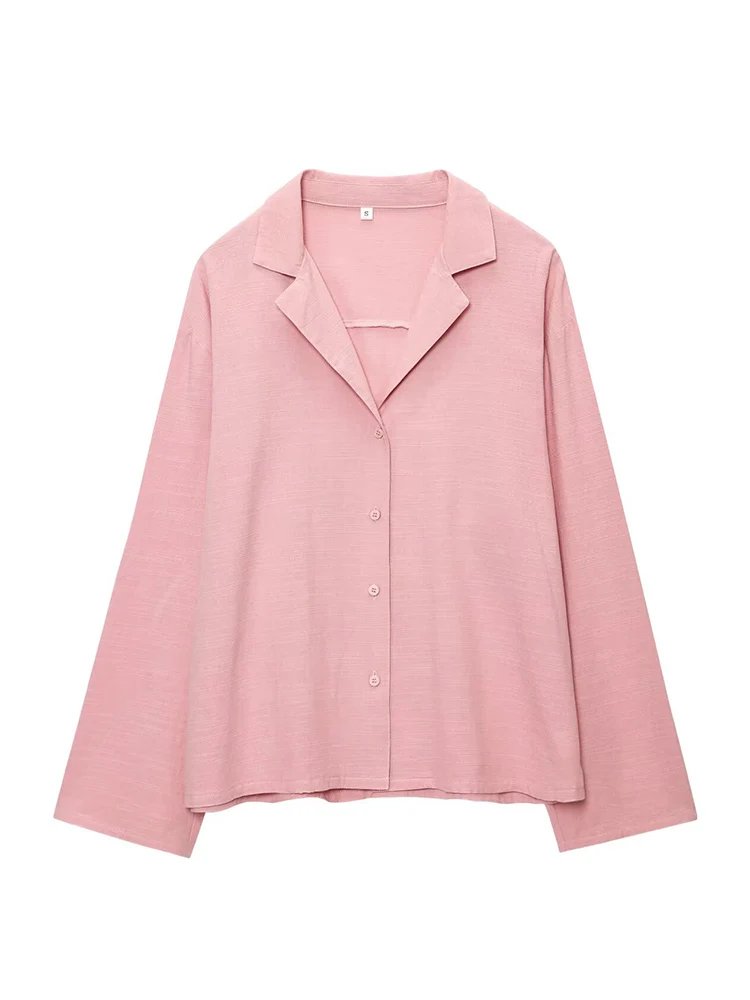 TFMLN 2 Piece 2025 Summer Women's Shorts Sets Chic Casual Loose Long Sleeve Single Breasted Shirt Straight Shorts Outfits