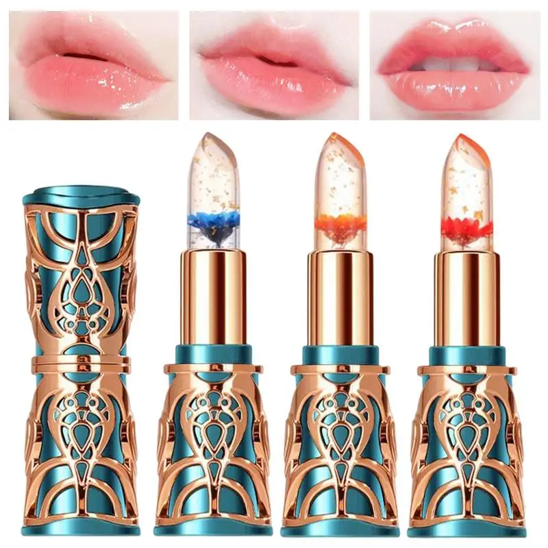 

Waterproof Color Changing Lipstick Flower Transparent Lipstick Moisturizing Nutritious Crystal Jelly Flower Lip Balm For Party