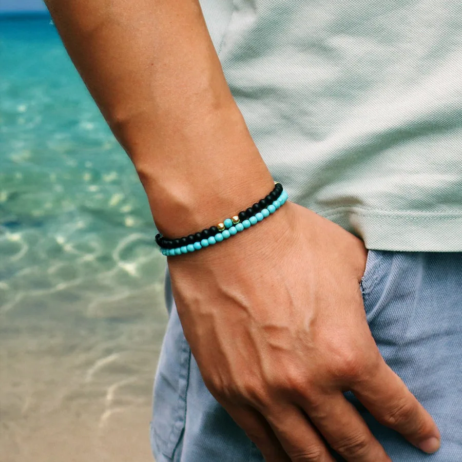 Men Tiger Eyes Seed Beads Bracelet Set Natural Stone Meditation