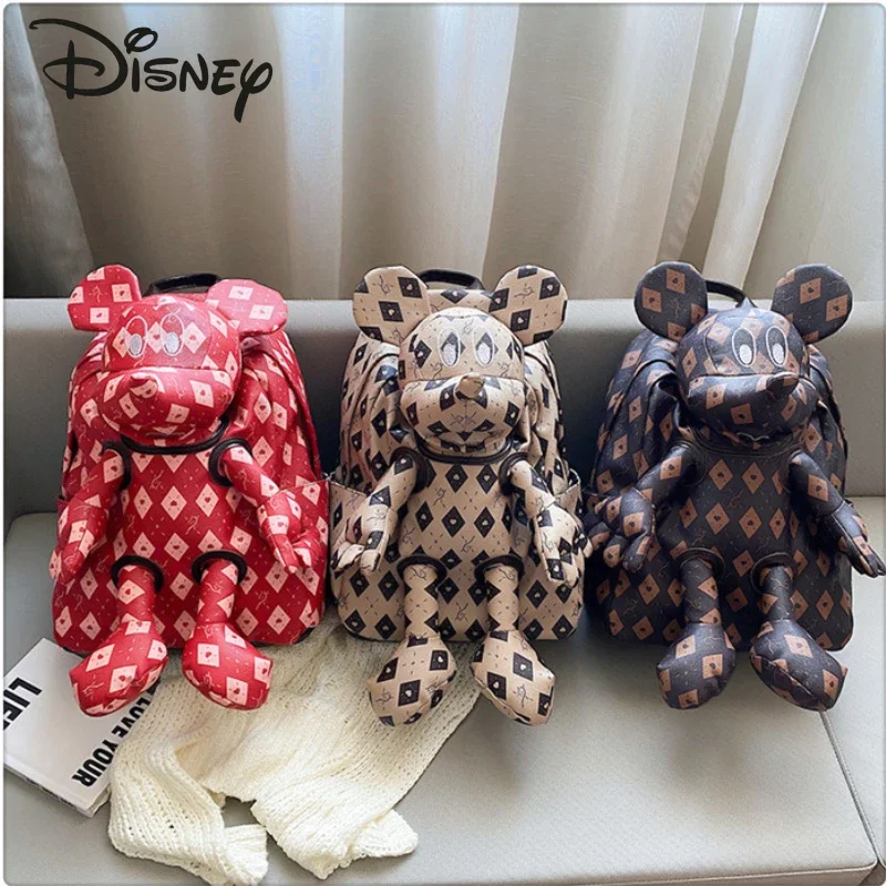 Disney Mickey 2024 New Book Bag Fashionable High Quality PU Women's Backpack Cartoon Versatile Large Capacity Men's Backpack