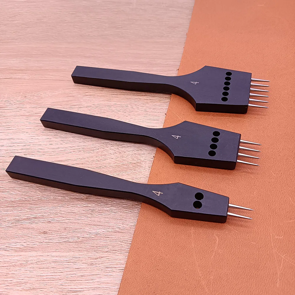 Leather Craft Round Hole Pricking Iron Chisel Head Removable Stitching Black Color Punch Hollow Tool Set BAVER leather hole punch,leather craft tools