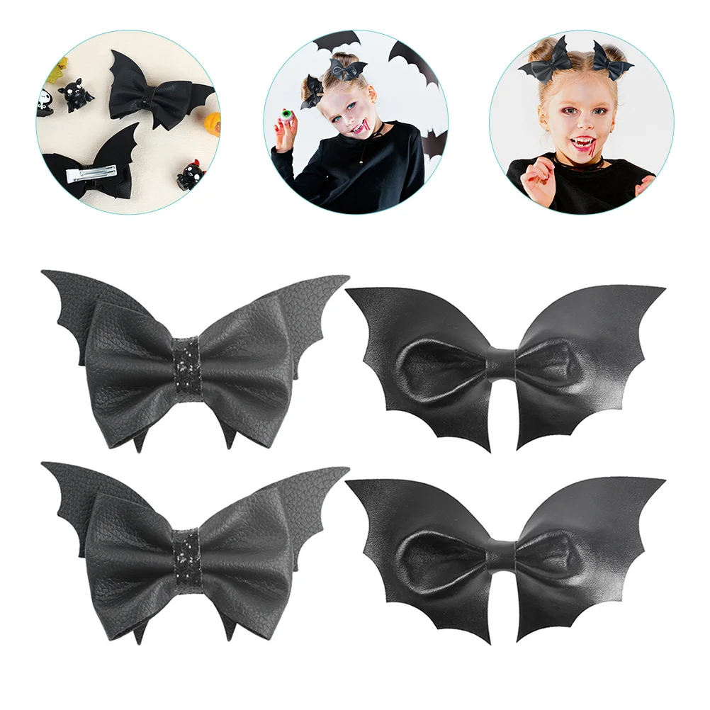 

4 Pcs Kids Hair Clips for Girls Bows Bat Wing Accessories Hairpin Women Goth Dinner Party Miss
