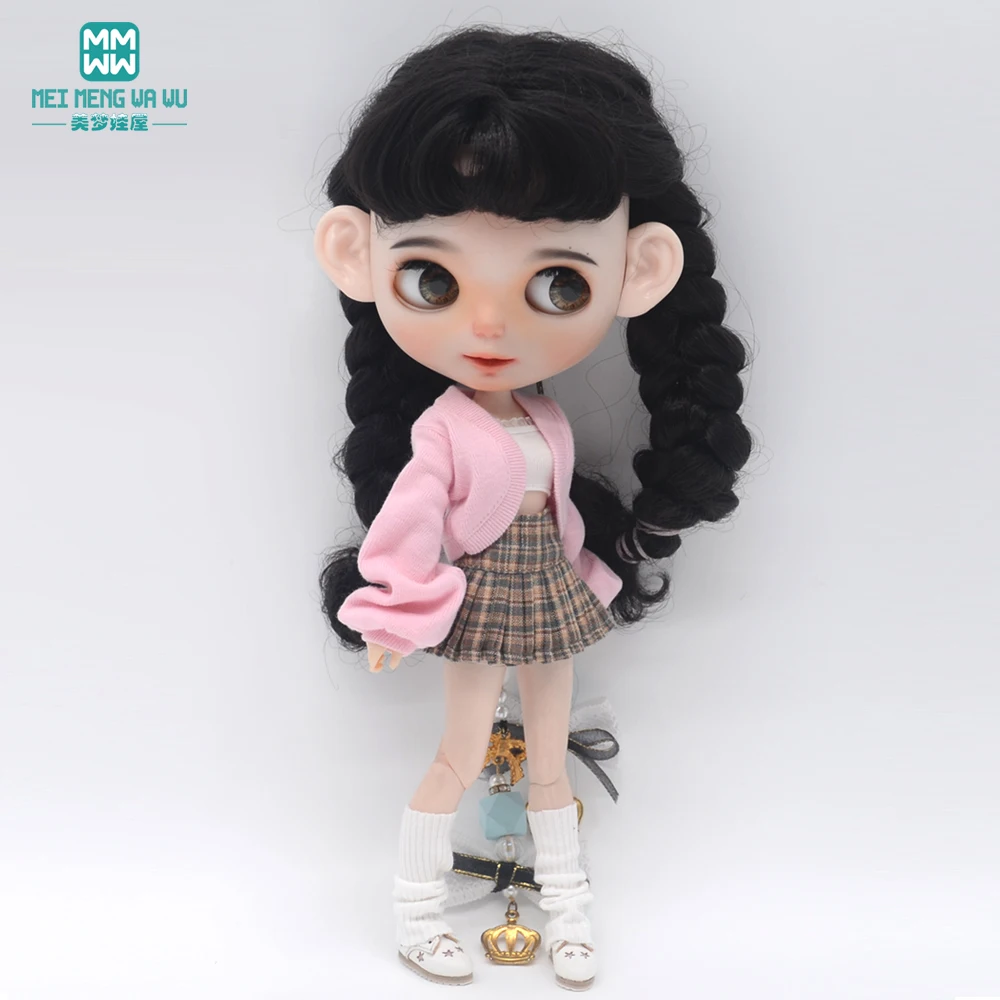 Fashion New Puff Sleeve Knit Jacket Set for Blyth Doll Azone OB23 OB24 Doll Accessories