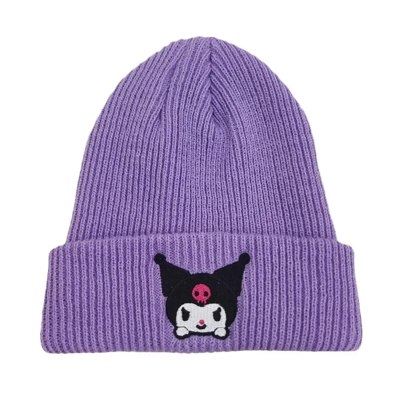 Sanrio Cute Hello Kitty Embroidered Knitted Hat Anime Figures Autumn and Winter Warm Hats Couples Pullover Hat Birthday Gifts images - 6