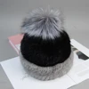 Top Quality Natural Fox Fur Pom Poms Beanie Lady Fashion Women's Winter Knitted Mink Fur Patchwork Real Mink Fur Hat Cap 3