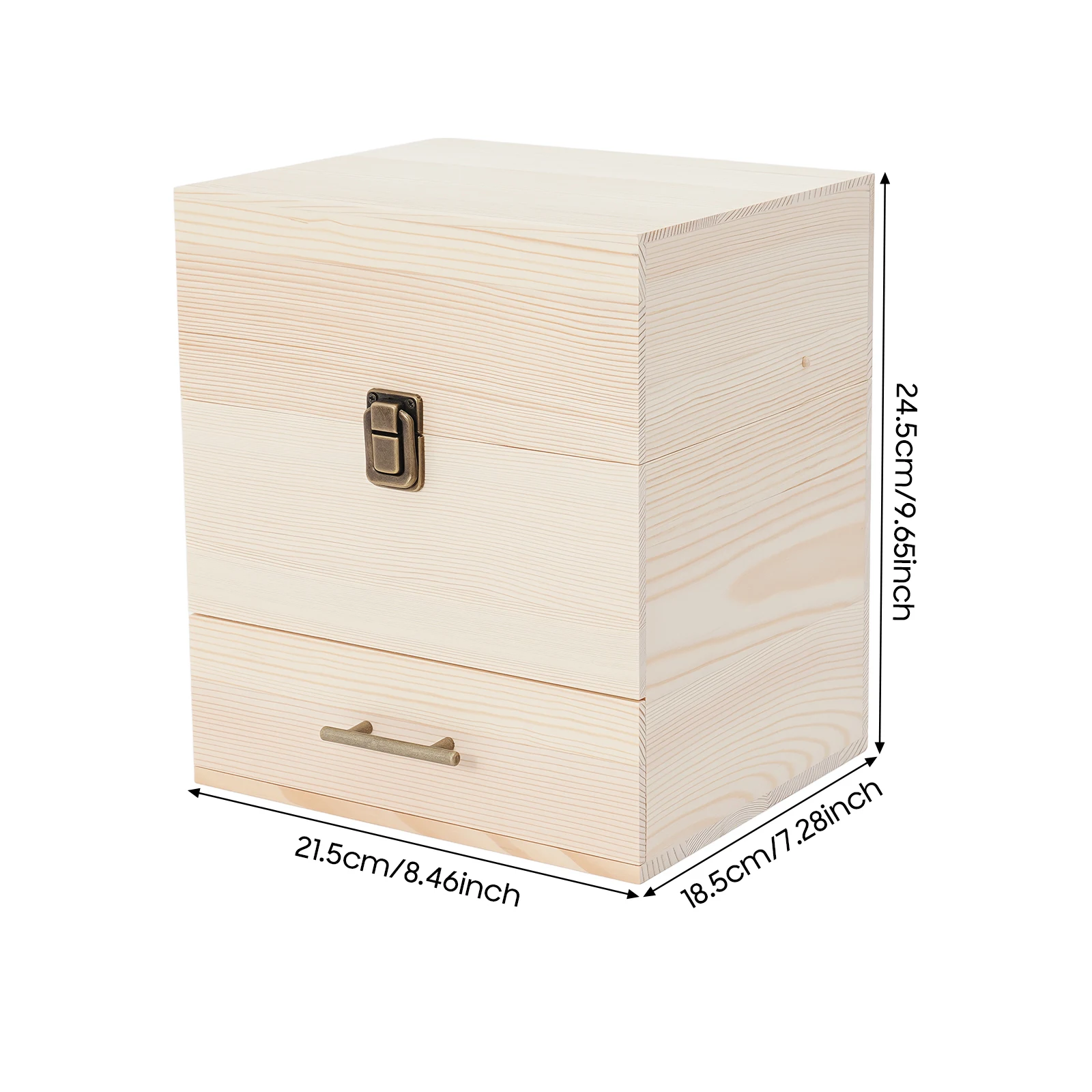 59-Slot-Displaybox für ätherische Öle, Kiefernholz, 3-stufiges Schubladenriegel, leicht, leicht zu bewegen, für Nagellackfläschchen, Schmuck – Detail 7