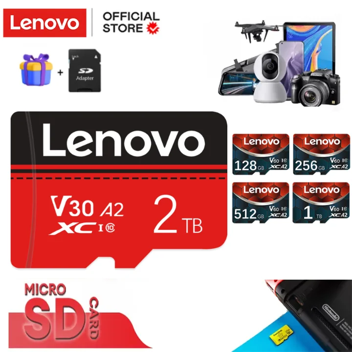 Micro Tarjeta SD-карта памяти Lenovo, класс 10, 512 ГБ, 256 ГБ, до 90 Мб/с
