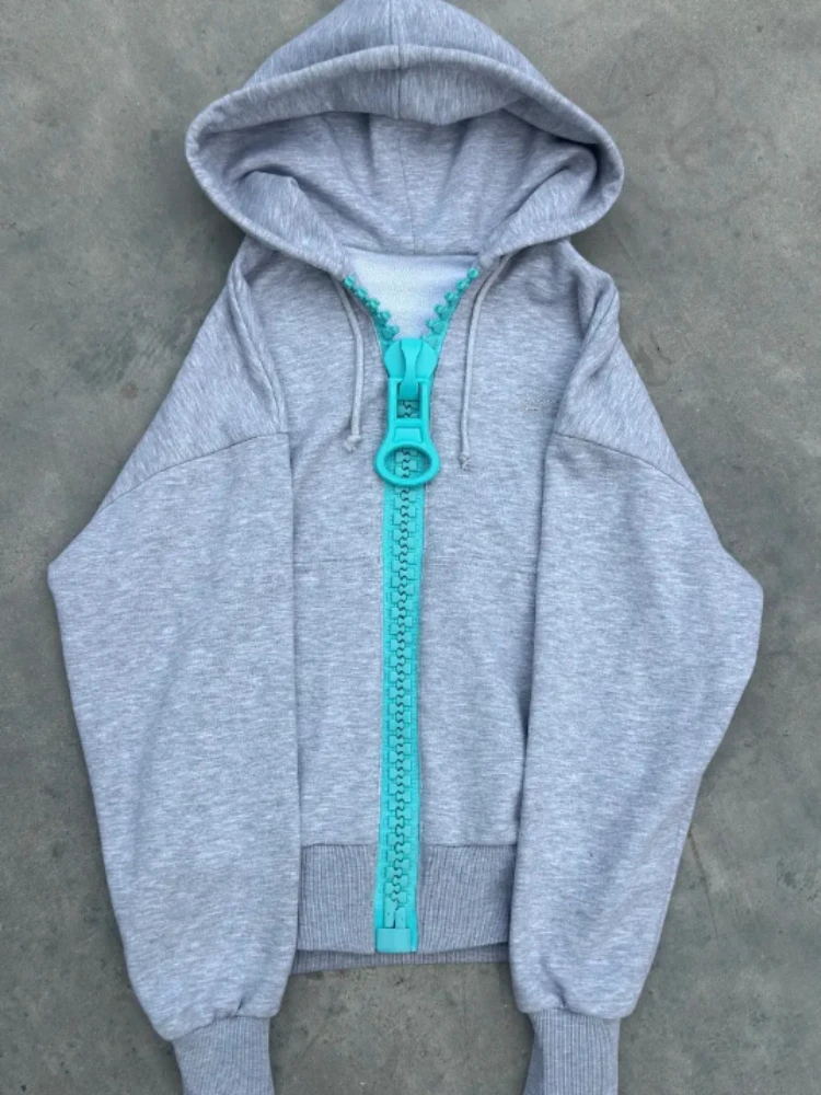 Mens Hoodie Oversized Zipper Streetwear Sweatshirt Harajuku Unisex Loose Fit Couple Style Casual Fashion Trend Arrival American - 2
