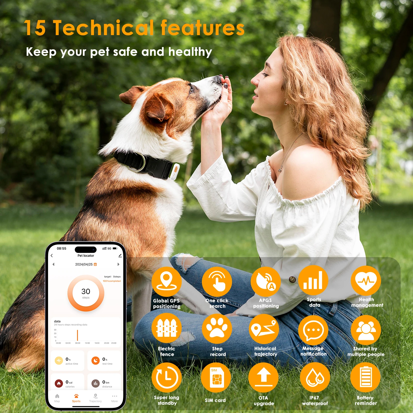 Mini GPS Tracker 4G SIM Card Anti-loss Tracker Neck Collar Real Time Positioning for Dogs Neck Collar